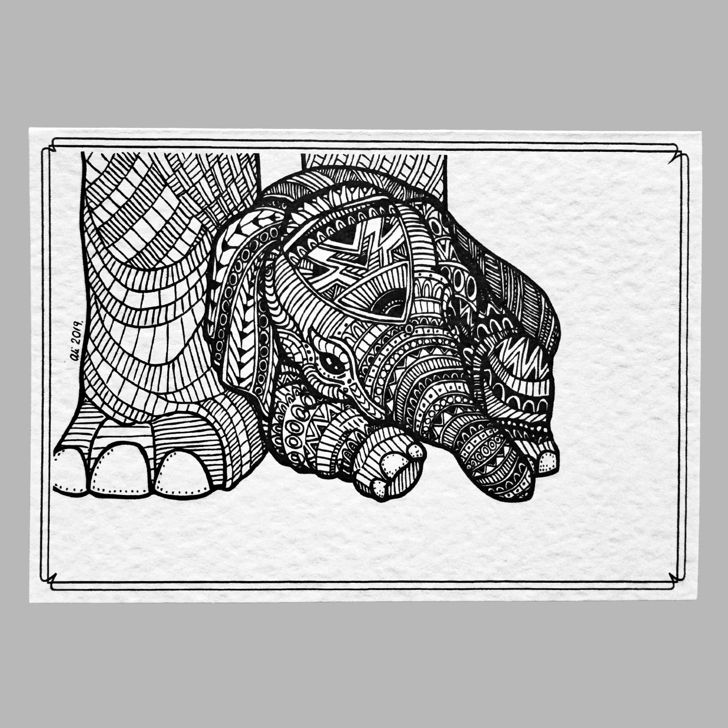 Mother & Baby Elephant - Greeting Card