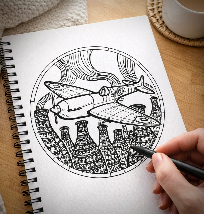 Bottle Kiln & Spitfire – Stoke Spitfire Art Print