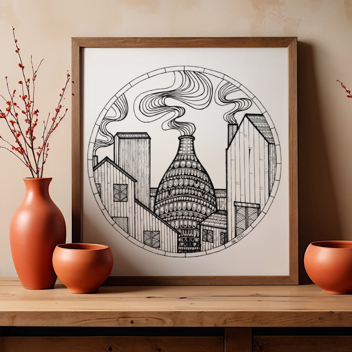 Middleport Pottery, Hand Drawn Stoke Heritage Art Print