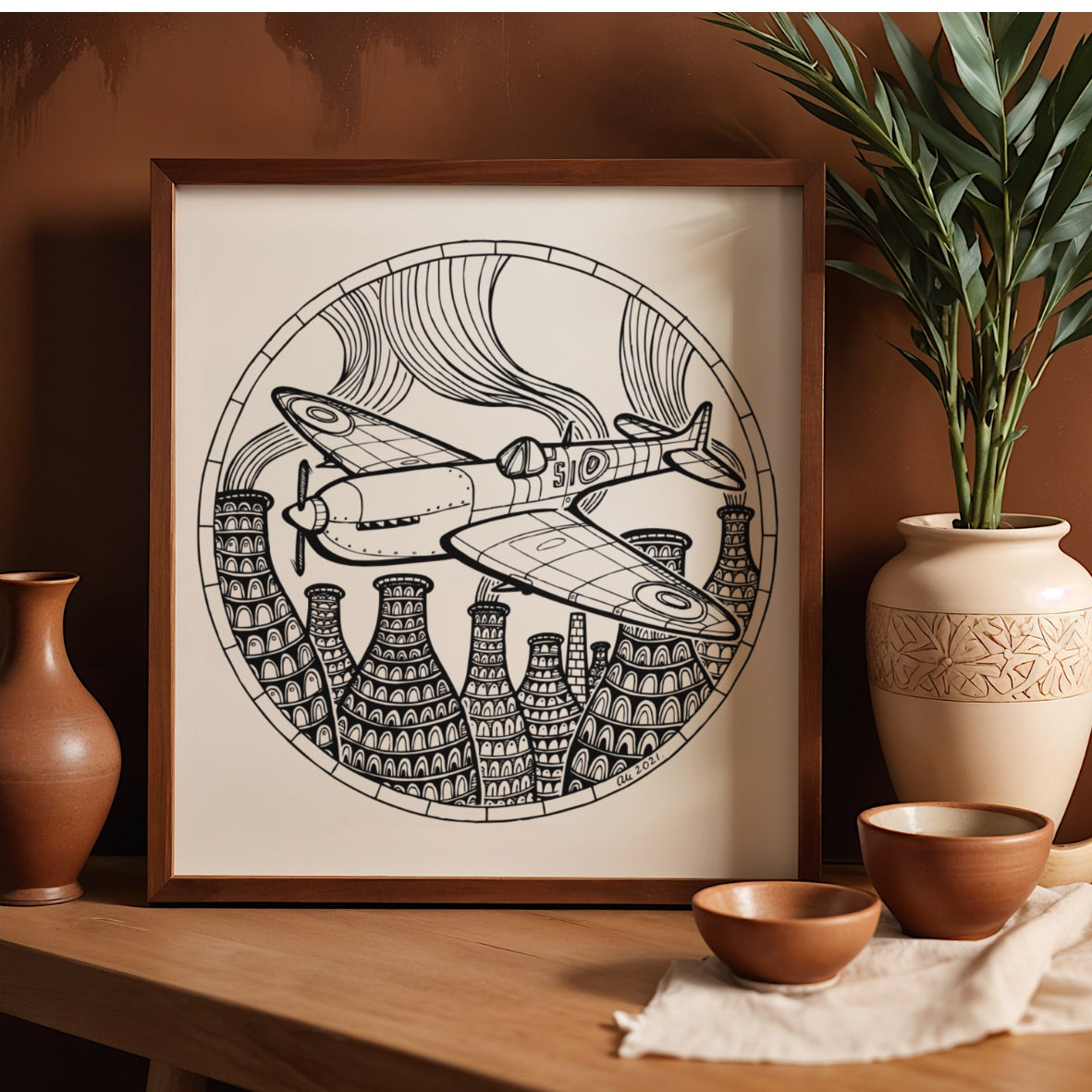 Bottle Kiln & Spitfire – Stoke Spitfire Art Print