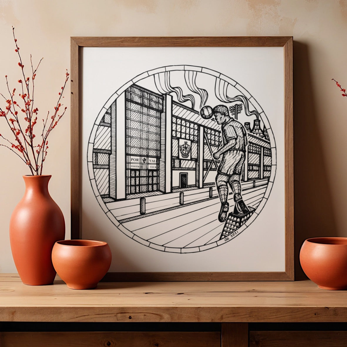 Port Vale Park Art Print- Hand Drawn Stoke-on-Trent Stadium Illustration