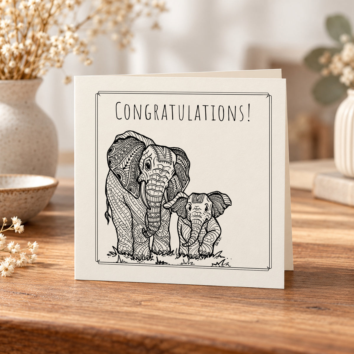 Congratulations. Elephants Card