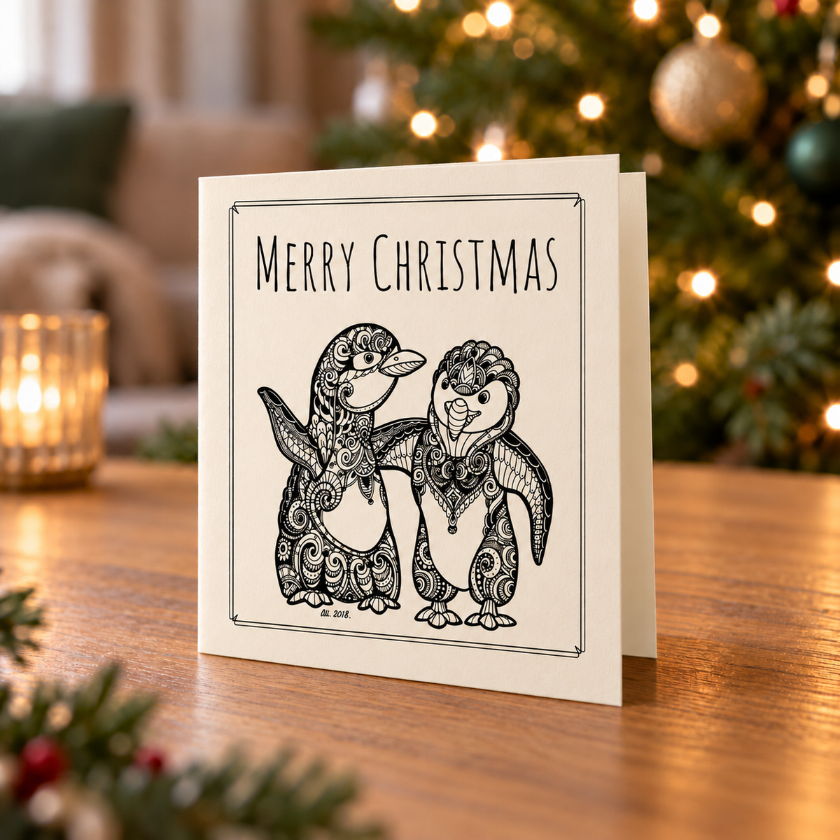 Penguins. Christmas Card