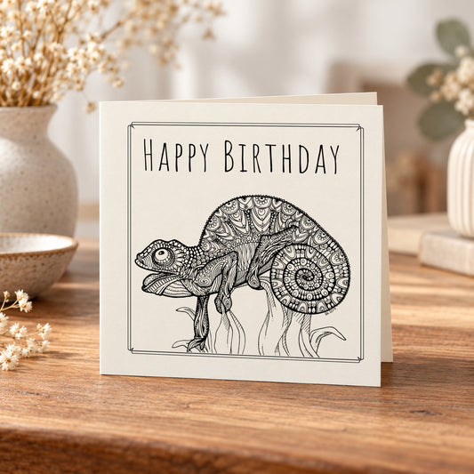 Happy Birthday Chameleon Card – 5 × 5 Inch