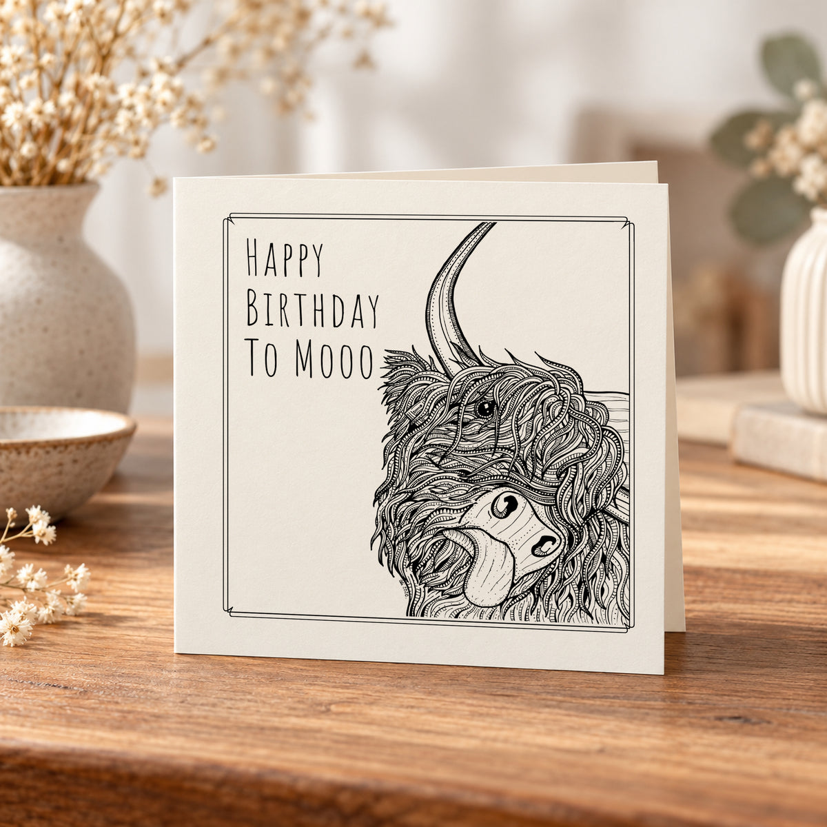 Happy Birthday to Moo Side Cow Card – 5 × 5 Inch