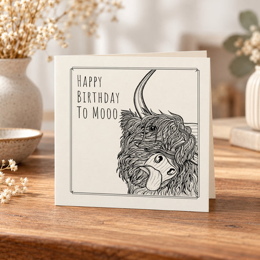 Happy Birthday to Moo Side Cow Card – 5 × 5 Inch