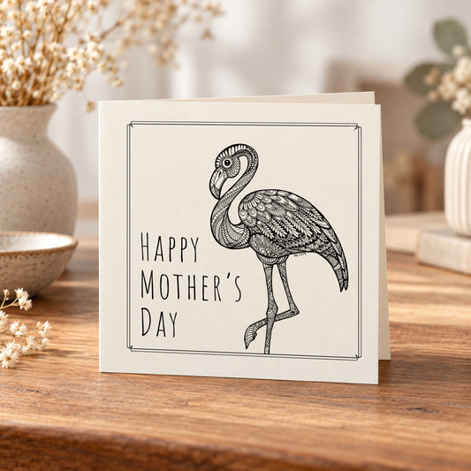 Happy Mother’s Day Flamingo Card – 5 × 5 Inch
