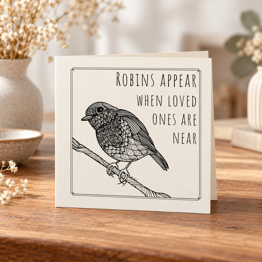Robins Appear When Loved Ones Are Near Card – 5 × 5 Inch