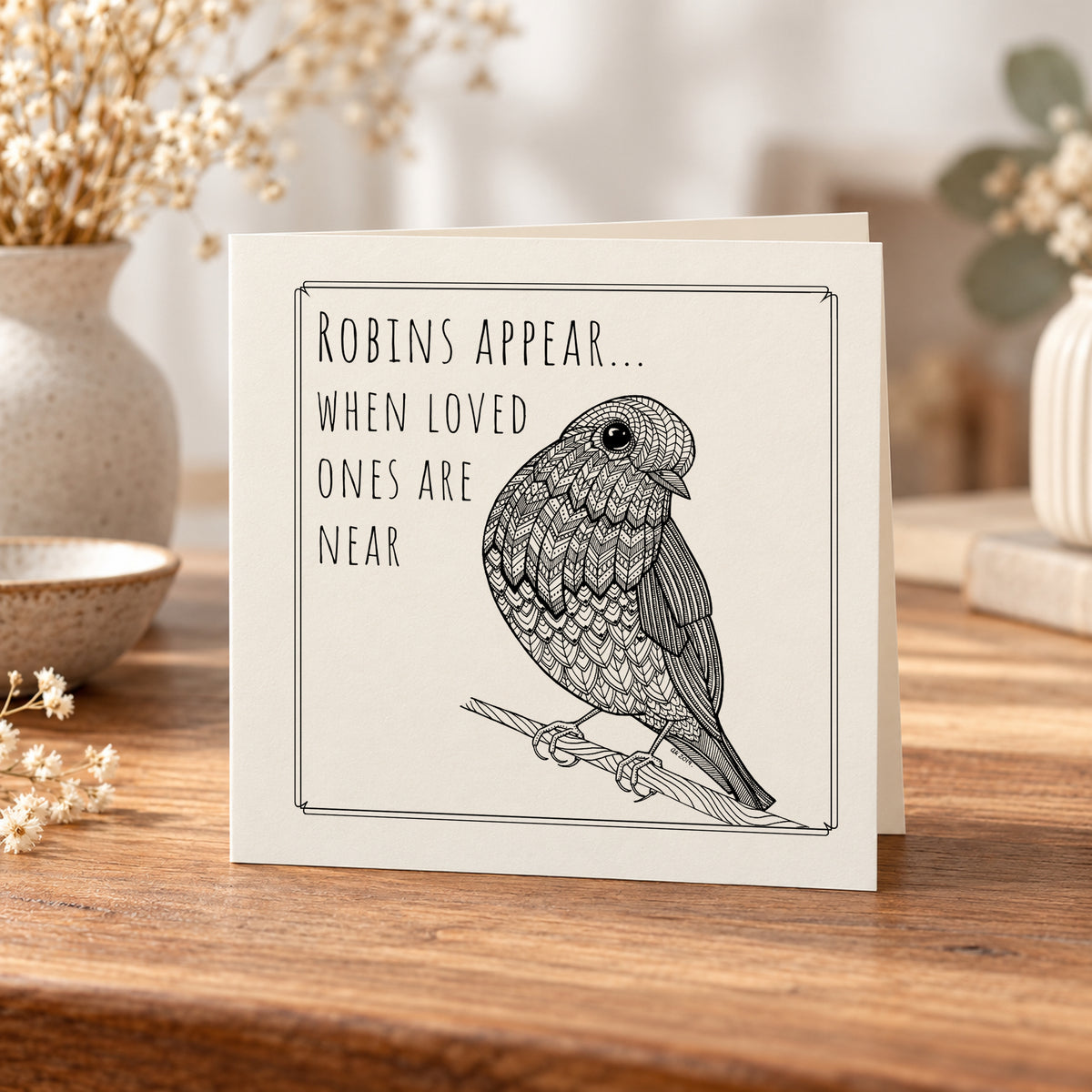 Robins Appear Near Card – 5 × 5 Inch
