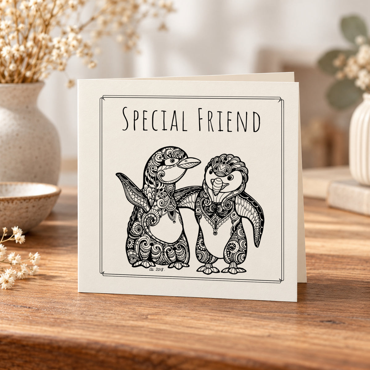 Special Friend Penguins Card – 5 × 5 Inch