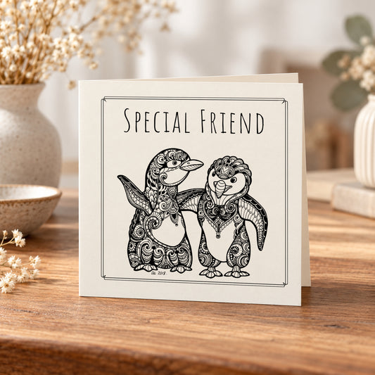 Special Friend Penguins Card – 5 × 5 Inch