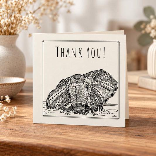 Thank You Elephant Card – 5 × 5 Inch