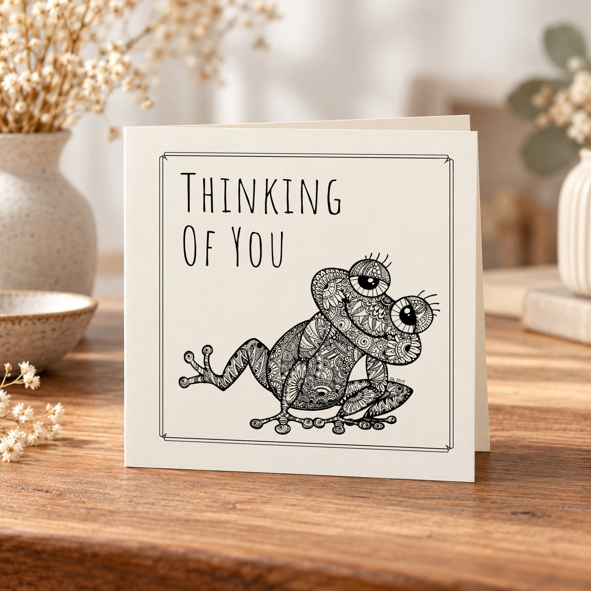 Thinking of You Frogs Card – 5 × 5 Inch